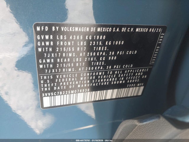 3VV5C7B22SM076938 Volkswagen Taos 1.5t S