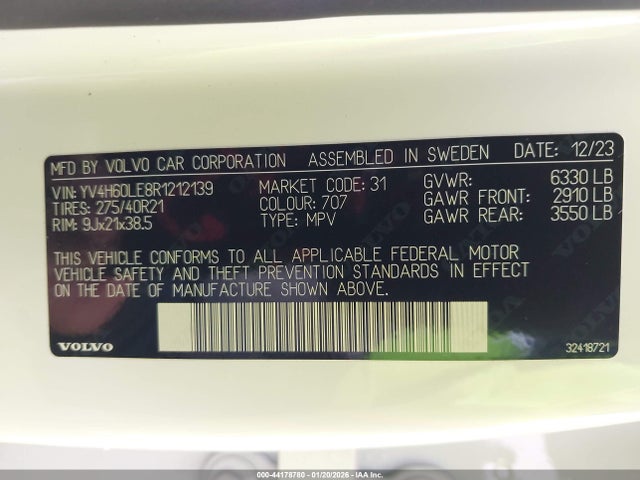 2024 VOLVO XC90 RECHARGE PLUG-IN HYBRID YV4H60LE8R1212139 Photo 8