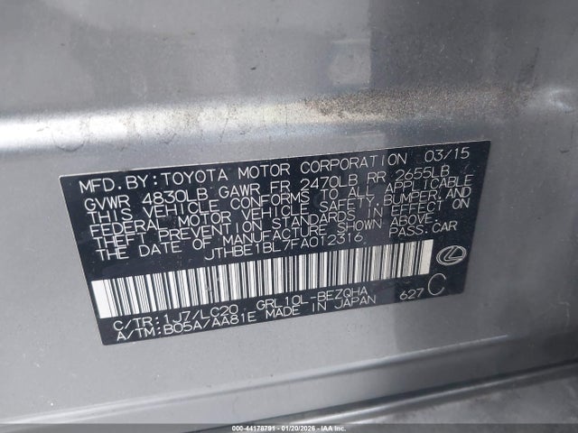 Lexus GS 350 2015 JTHBE1BL7FA012316 Image 9