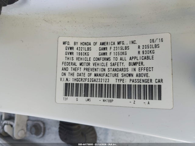 1HGCR2F52GA232123 Honda Accord Sport