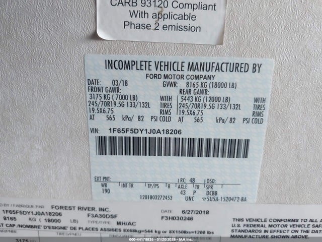Ford F53 2018 1F65F5DY1J0A18206 Image 9