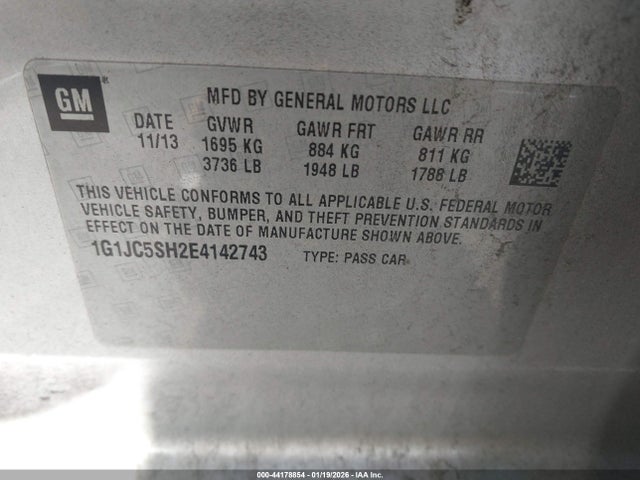 1G1JC5SH2E4142743 Chevrolet Sonic Lt Auto