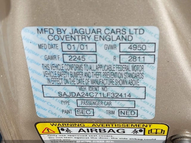 2001 JAGUAR XJ8 SAJDA24C71LF32414 Photo 8