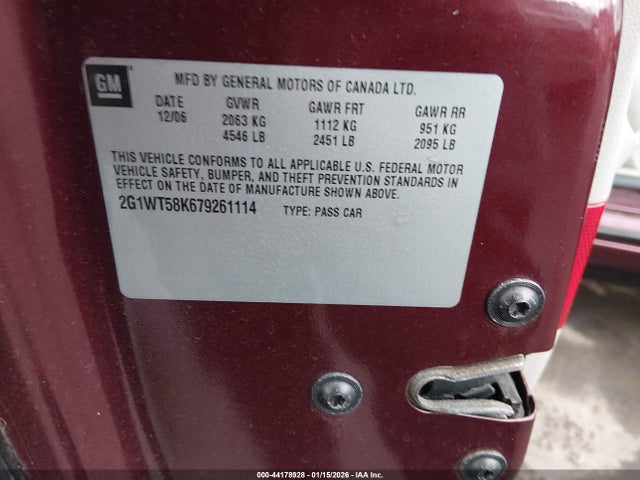 2007 CHEVROLET IMPALA 2G1WT58K679261114 Photo 8