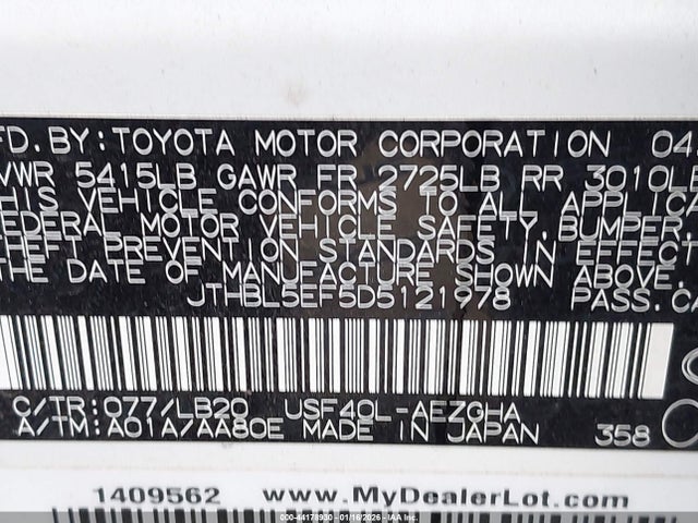 2013 LEXUS LS 460 JTHBL5EF5D5121978 Photo 8