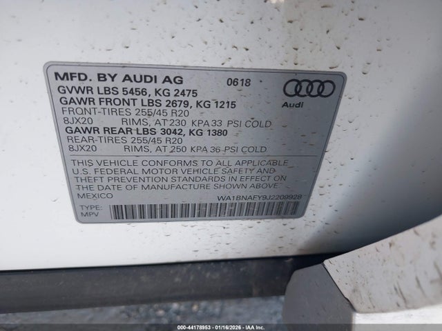 2018 AUDI Q5 WA1BNAFY9J2209928 Photo 8
