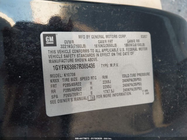 2007 CADILLAC ESCALADE 1GYFK63867R365436 Photo 8