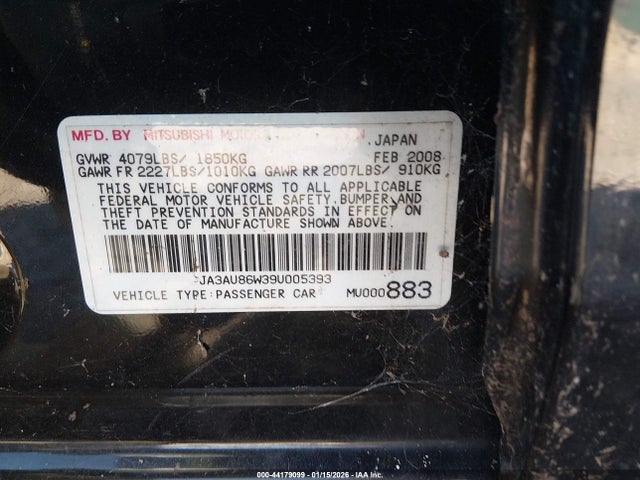 2009 MITSUBISHI LANCER JA3AU86W39U005393 Photo 8