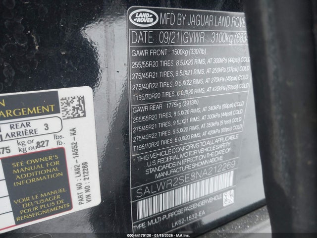 2022 LAND ROVER RANGE ROVER SPORT SALWR2SE8NA212269 Photo 8