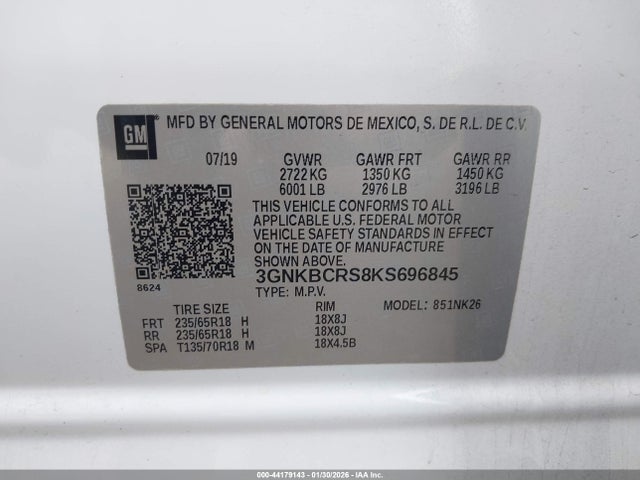3GNKBCRS8KS696845 Chevrolet Blazer