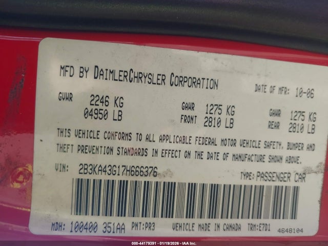 2007 DODGE CHARGER 2B3KA43G17H666376 Photo 8