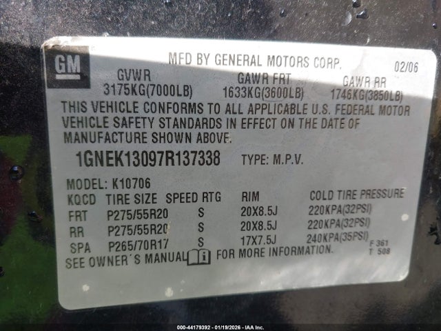 2007 CHEVROLET TAHOE 1GNEK13097R137338 Photo 8