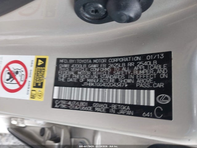 Aukcja sprzedaży 2013 Lexus Es 350, vin: JTHBK1GG4D2043471, numer aukcji: 44179428