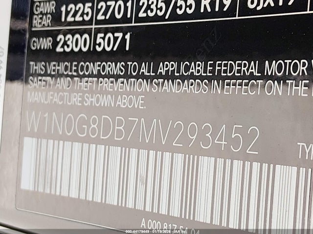 W1N0G8DB7MV293452 Mercedes-Benz Glc 300 Suv