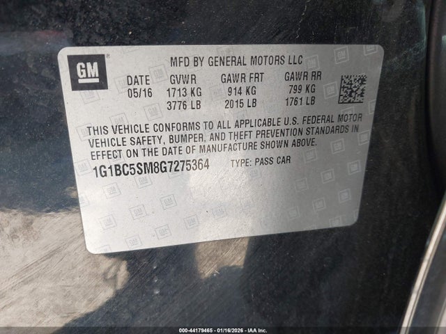 1G1BC5SM8G7275364 Chevrolet Cruze Ls Auto