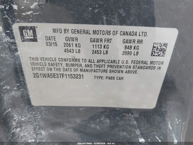 Продаж на аукціоні авто 2015 Chevrolet Impala Limited Ls, vin: 2G1WA5E37F1153231, номер лоту: 44179484
