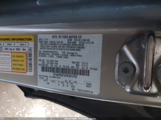 Ford FUSION SE 2015 3FA6P0H76FR205702 Image 9