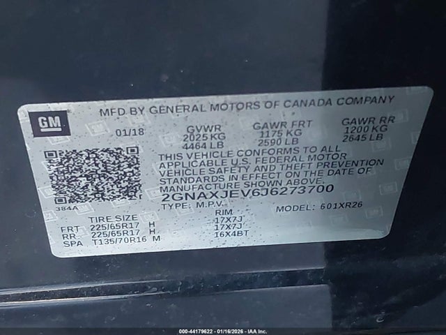 Chevrolet EQUINOX LT 2018 2GNAXJEV6J6273700 Image 9