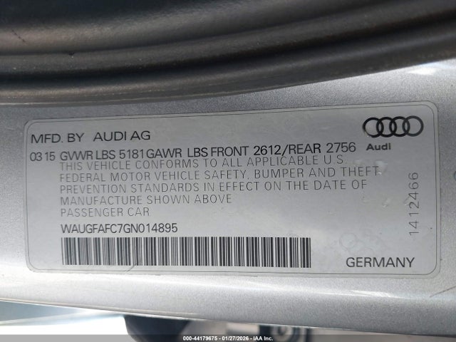 Aukcja sprzedaży 2016 Audi A6 2.0t Premium Plus, vin: WAUGFAFC7GN014895, numer aukcji: 44179675