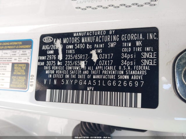 2020 KIA SORENTO 5XYPG4A51LG626697 Photo 8