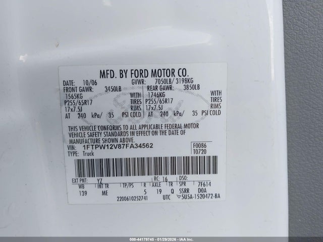 2007 FORD F-150 1FTPW12V87FA34562 Photo 8