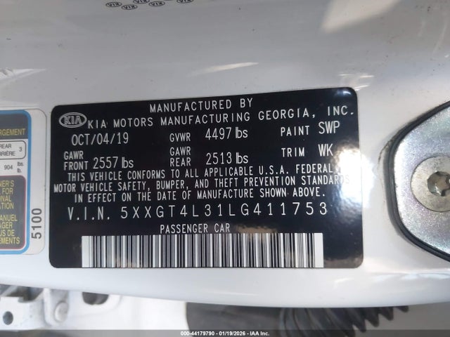 5XXGT4L31LG411753 KIA Optima Lx