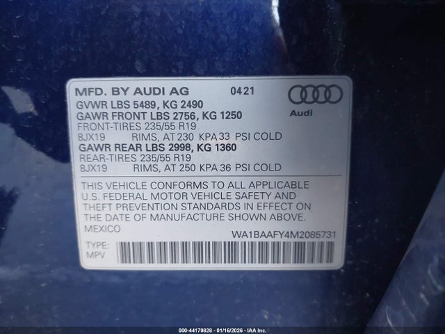 2021 AUDI Q5 WA1BAAFY4M2085731 Photo 8
