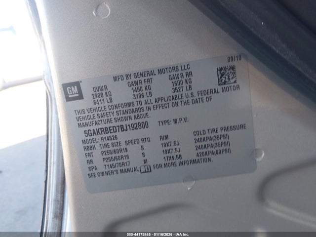 Продажа на аукционе авто 2011 Buick Enclave 1xl, vin: 5GAKRBED7BJ192800, номер лота: 44179845