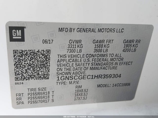 1GNSCGEC1HR359304 Chevrolet Suburban Ls