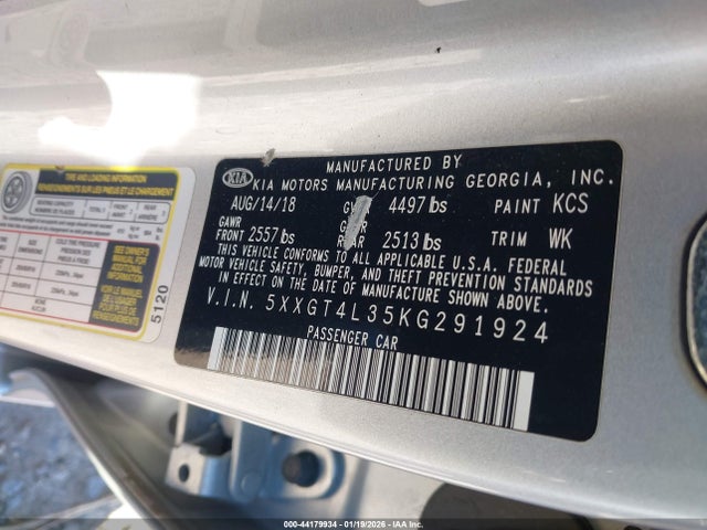 2019 KIA OPTIMA 5XXGT4L35KG291924 Photo 8