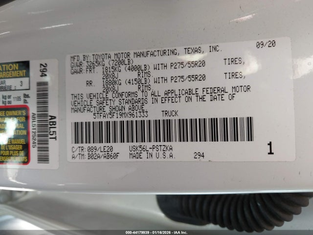 5TFAY5F19MX961333 Toyota Tundra Platinum