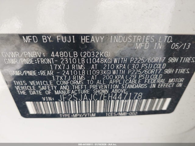 JF2SJAJC7EH447178 Subaru Forester 2.5i Limited
