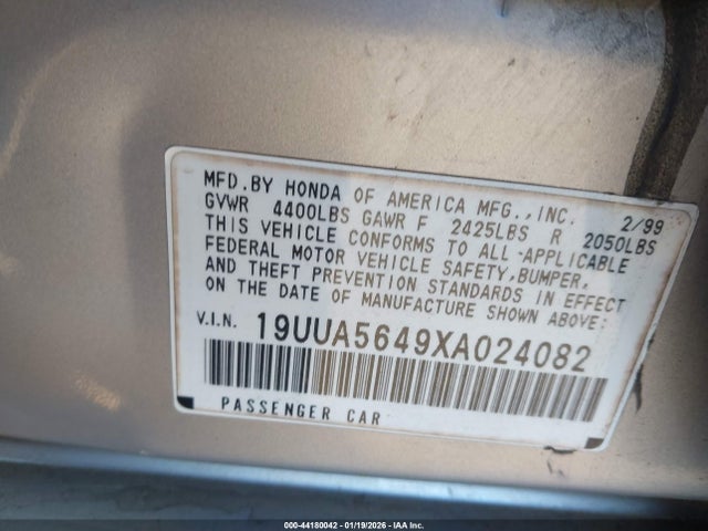 Aukcja sprzedaży 1999 Acura Tl 3.2, vin: 19UUA5649XA024082, numer aukcji: 44180042
