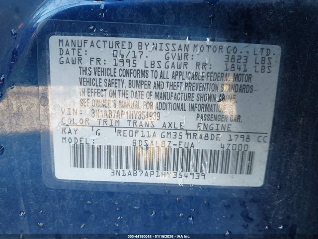 Nissan SENTRA S 2017 3N1AB7AP1HY354939 Image 9