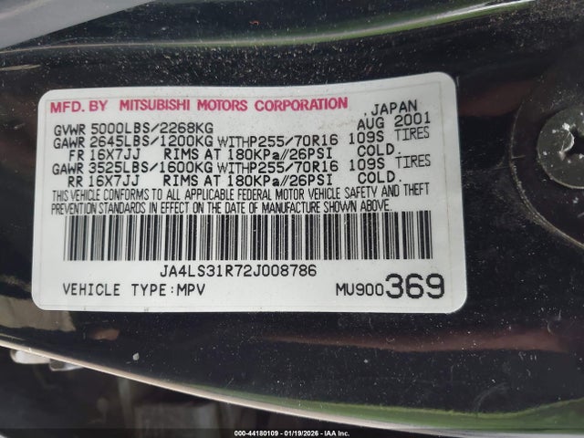 2002 MITSUBISHI MONTERO SPORT JA4LS31R72J008786 Photo 8