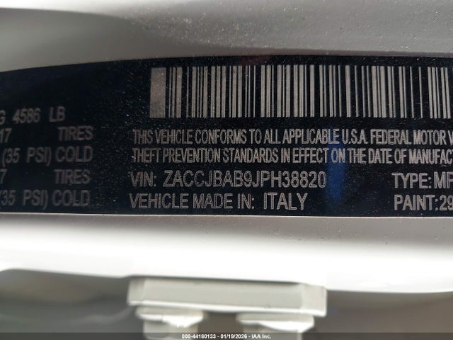 44180133 :رقم المزاد ، ZACCJBAB9JPH38820 vin ، 2018 Jeep Renegade Upland Edition 4x4 مزاد بيع