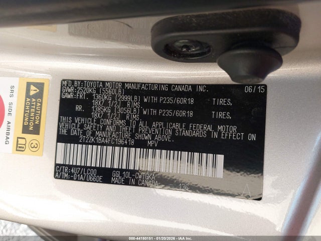 2T2ZK1BA4FC196418 Lexus RX 350