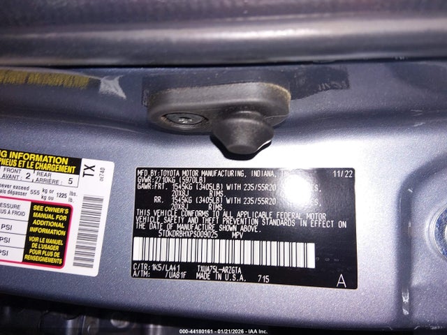 5TDKDRBHXPS009025 Toyota Highlander Platinum