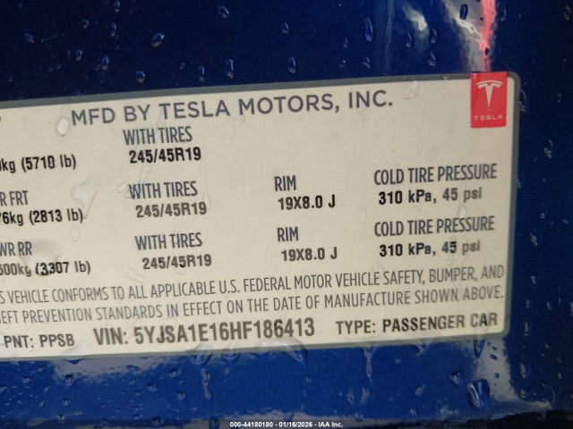 2017 TESLA MODEL S 5YJSA1E16HF186413 Photo 8