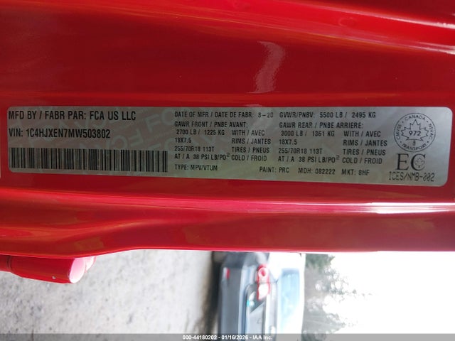 1C4HJXEN7MW503802 Jeep Wrangler Unlimited Sahara