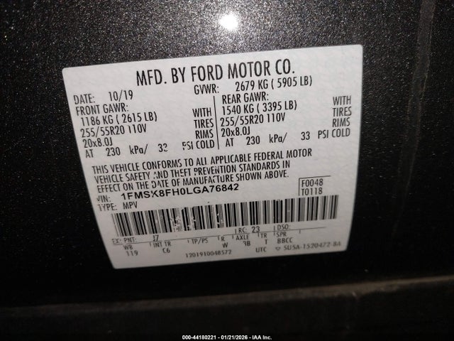2020 FORD EXPLORER 1FMSK8FH0LGA76842 Photo 8