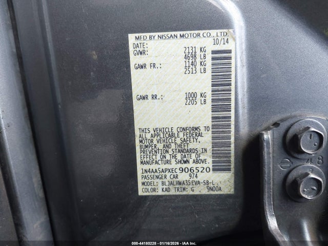 Nissan Maxima 3.5 Sv 2014 1N4AA5APXEC906520 Image 9