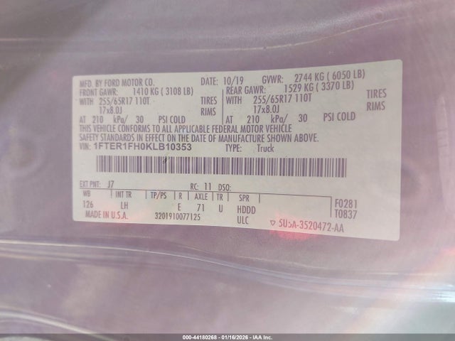 2019 FORD RANGER 1FTER1FH0KLB10353 Photo 8