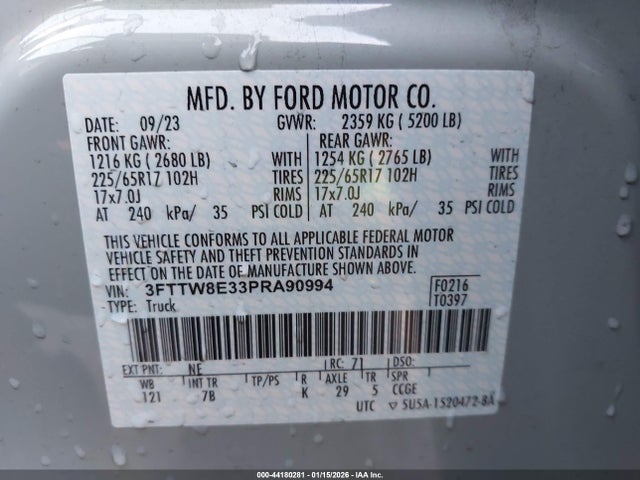 3FTTW8E33PRA90994 Ford Maverick Xlt