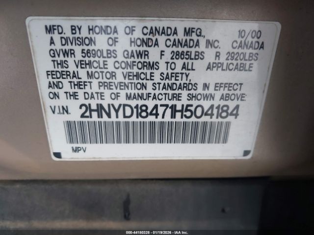 2001 ACURA MDX 2HNYD18471H504184 Photo 8