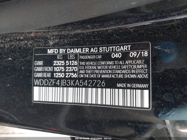 2019 Mercedes-benz E 300 მანქანა იყიდება აუქციონზე, vin: WDDZF4JB3KA542726, აუქციონის ნომერი: 44180329