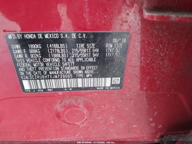 2018 HONDA HR-V 3CZRU6H7XJM729065 Photo 8