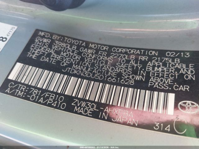 2013 TOYOTA PRIUS JTDKN3DU5D1661628 Photo 8