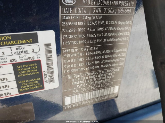 SALGV3TF8EA163913 Land Rover Range Rover 5.0l V8 Supercharged Autobiography