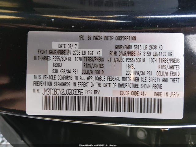 JM3TCBCY2J0203059 Mazda Cx-9 Touring